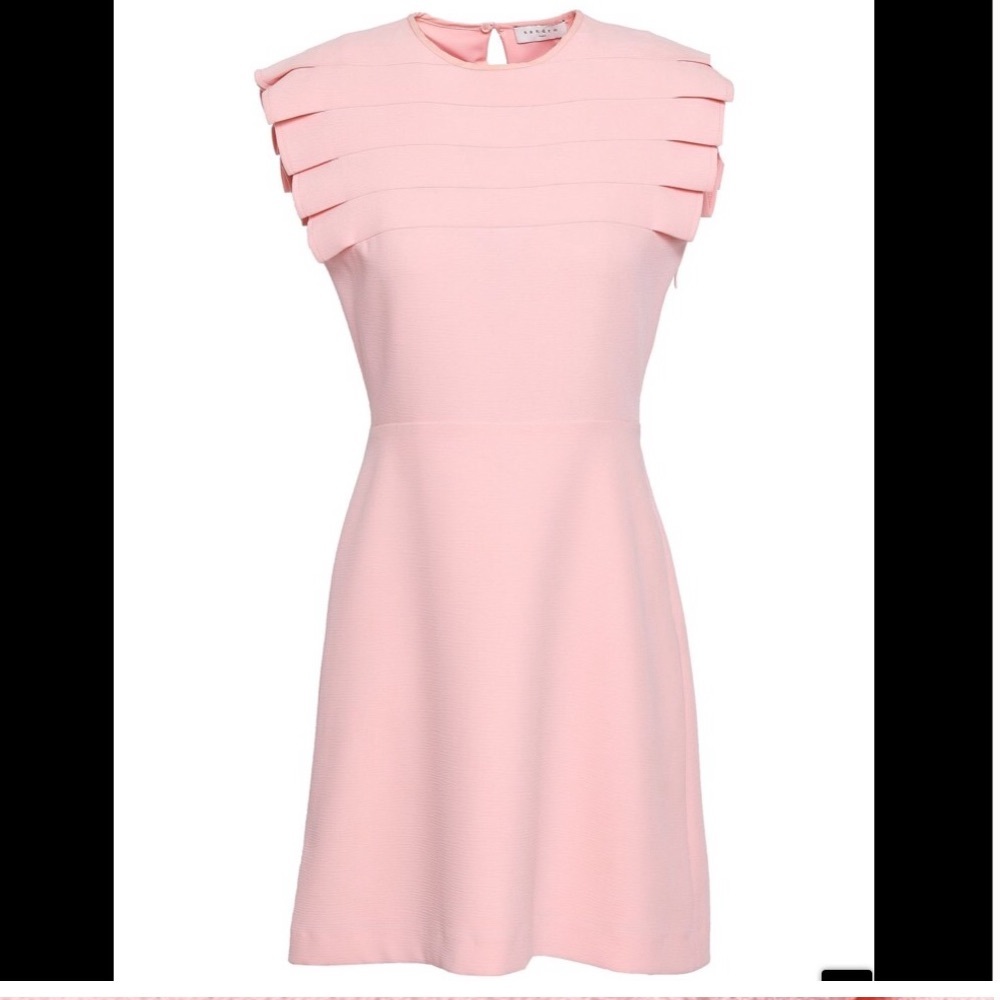 SANDRO Laurena Pleat Detail Mini Dress In Rose Pink - Picture 4 of 10